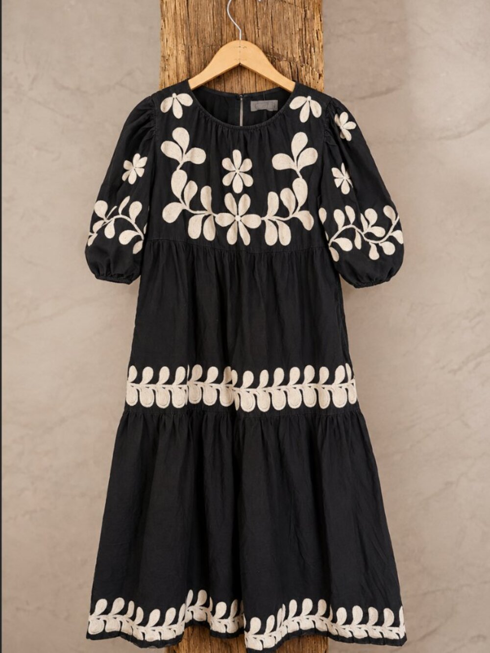 ANTHROPOLOGIE EMBROIDERED PUFF-SLEEVE MIDI DRESS - Picture 5 of 9